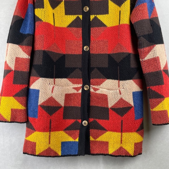 Sparrow Anthropologie Lonestar Lambswool Geometric Longline Cardigan Sweater S - Picture 4 of 12